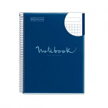 CUADERNO ESP CUADRICULA 5X5 MICROPERFORADO 1 BANDA DINA4 NOTEBOOK 1 80 HOJAS 90GR TAPA POLIPROPILENO EMOTIONS MARINO