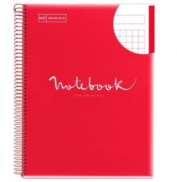 CUADERNO ESPIRAL CUADRICULA 5X5 MICROPERFORADO 1 BANDA DINA4 NOTEBOOK 1 80 HOJAS 90GR TAPA POLIPROPILENO EMOTIONS ROJO