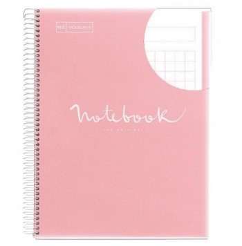 CUADERNO ESPIRAL CUADRICULA 5X5 MICROPERFORADO 1 BANDA DINA4 NOTEBOOK 1 80 HOJAS 90GR TAPA POLIPROPILENO EMOTIONS ROSA