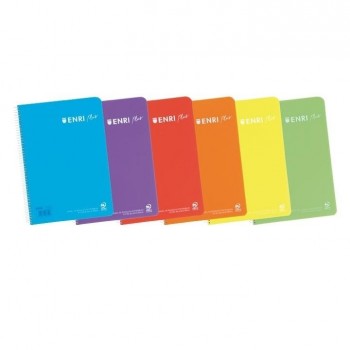 CUADERNO ESPIRAL PAUTA 3,5MM 80 HOJAS TAPA PLASTICO FOLIO ENRI PLUS COLORES SURTIDOS 400133587