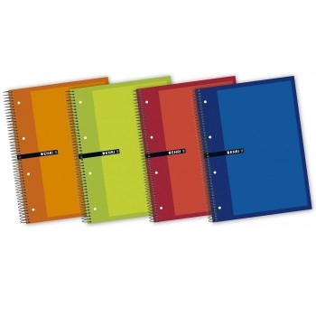 CUADERNO ESPIRAL CUADRICULA 5X5 MICROPERFORADO 5 BANDAS DINA4+ NOTEBOOK 5 160 HOJAS SURTIDO ENRI 100430093