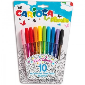 BOLIGRAFOS ESTUCHE 10 BOLIGRAFOS FLUORES FIORELLA CARIOCA 42775