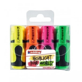 ROTULADORES FLUORESCENTES EDDING 7 MINI ESTUCHE DE 4 COLORES (AMARILLO,