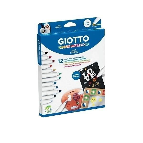 ROTULADOR FIBRA GIOTTO DECOR MATERIALS ESTUCHE DE 12 COLORES
