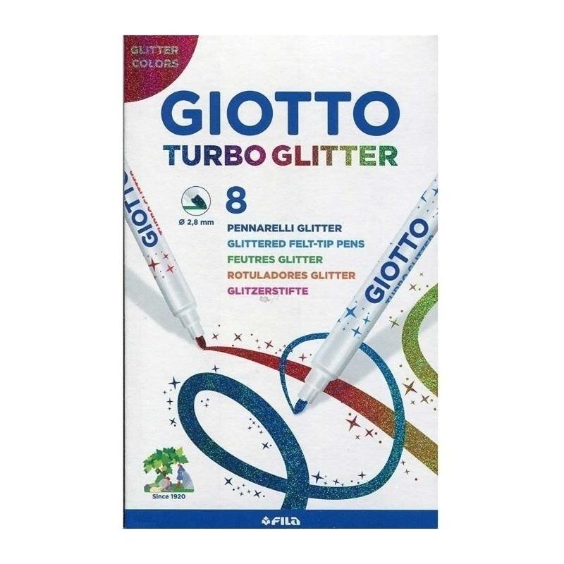ROTULADOR GIOTTO TURBO GLITTER PURPURINA CAJA DE 8 UNIDADES