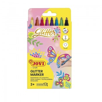 ROTULADOR JOVI GLITTER CAJA DE 8 SURTIDOS