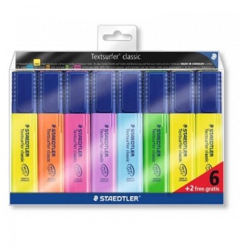 MARCADOR FLUORESCENTE STAEDTLER TEXTSURFER ESTUCHE 8UDS TRAZO 1-5MM 364AWP8