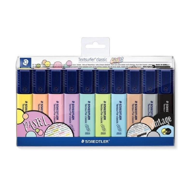 MARCADORES FLUORESCENTES STAEDTLER 364 TEXTSURFER CLASSIC PASTEL&VINTAGE ESTUCHE 10 COLORES