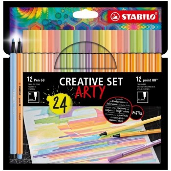 ROTULADOR STABILO PEN 68 & POINT 88 ARTY LINE ESTUCHE CARTÓN 24 UDS (12 UDS PEN 68 +12 UDS POINT 88) NOVEDAD MARZO 2022