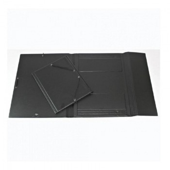 CARPETA DE GOMAS Y SOLAPAS PVC IBERPLAS FOLIO NEGRA 343CS00