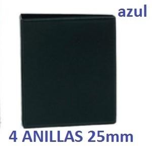 CARPETA 4 ANILLAS 25MM FOLIO PVC CON BOLSA Y COMPRESOR AZUL