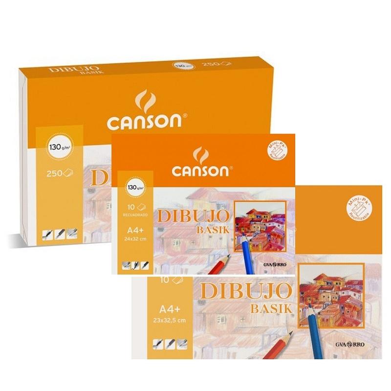 LAMINAS DE DIBUJO DINA3+ DINA4 SIN O CON RECUADRO CANSON BASIK 130GR