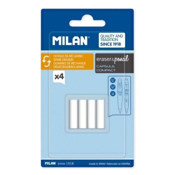 RECAMBIO PARA PORTAMINAS GOMA DE BORRAR MILAN CAPSULE 2B (BLISTER DE 4)