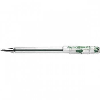 BOLIGRAFO PENTEL BK77S MINISUPERB TRANSPARENTE DE PUNTA FINA. BOLA DE 0,7MM VERDE