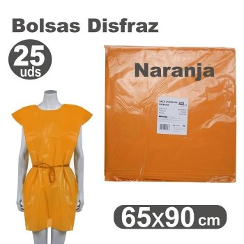 BOLSA DISFRAZ 65X90CM. NARANJA PAQUETE DE 25 UNIDADES