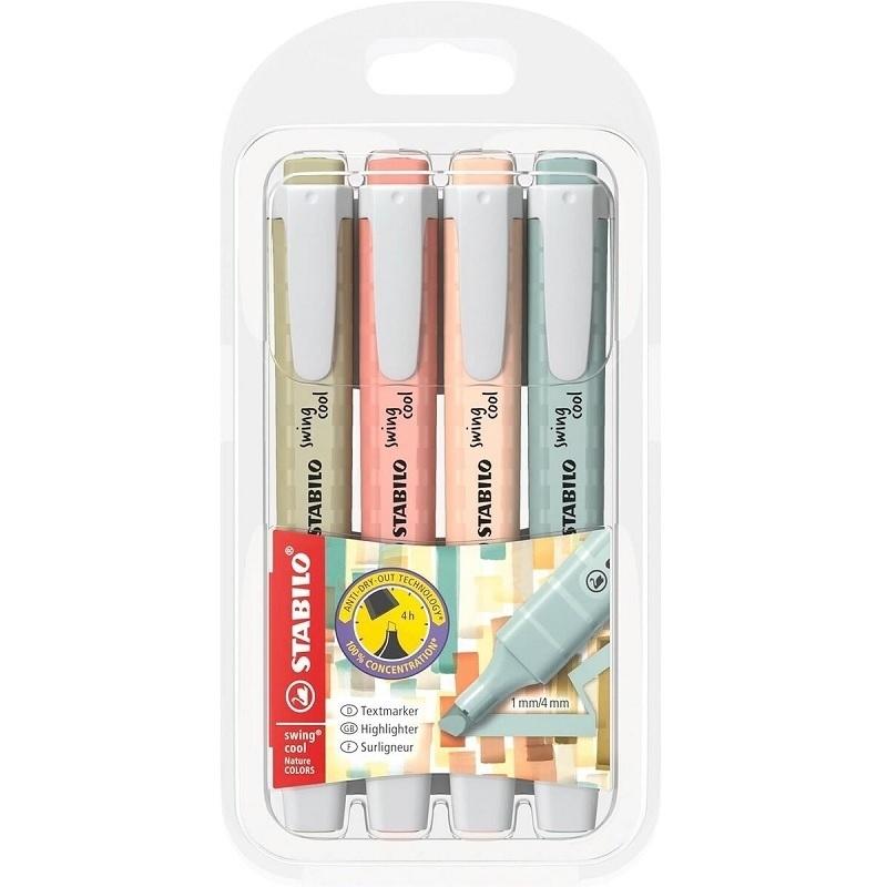 MARCADORES FLUORESCENTES STABILO SWING COOL NATURE ESTUCHE 6 COLORES  275/6-09