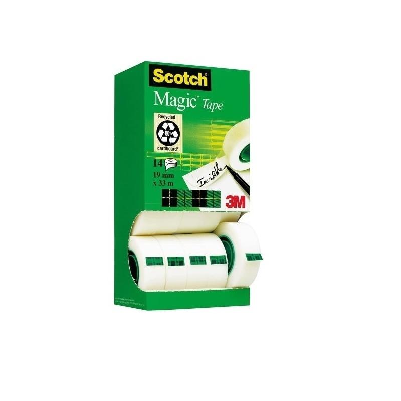 CINTA ADHESIVA INVISIBLE 19X33M SCOTCH MAGIC PACK DE 14