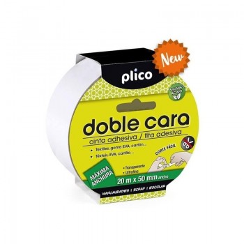 CINTA ADHESIVA DOBLE CARA PLICO ROLLO 20X50 MAXIMA ANCHURA