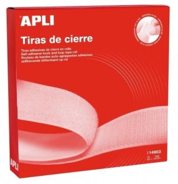 CINTA VELCRO ADHESIVA 2CMX25M GANCHO/BUCLE BLANCA ROLLO  APLI (  14903  )