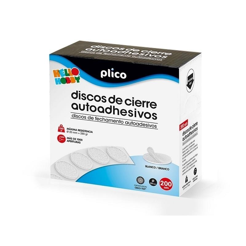 DISCOS CIERRE ADHESIVOS PLICO 20 DIAMETRO 200 CONJUTOS MACHO/HEMBRA BLANCO