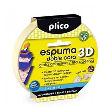 CINTA ADHESIVA DOBLE CARA PLICO ROLLO 2X15 ESPUMA EFECTO 3D