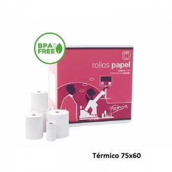 ROLLO DE PAPEL TERMICO 75X60X12 S/BPA