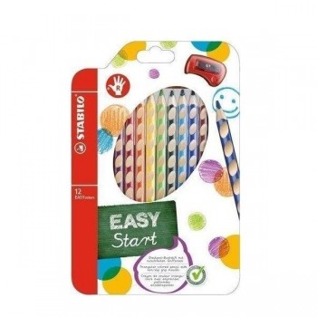 LAPICES DE COLORES STABILO EASY COLORS PARA DIESTRO ESTUCHE DE 12 CON AFILALAPIZ