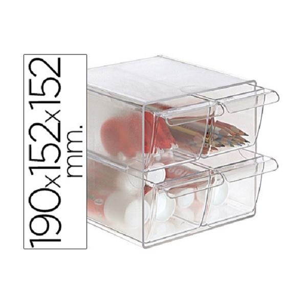 CUBO ORGANIZADOR CON 4 CAJONES PEQUEÑOS TRANSPARENTE 195X155X155 MM ARCHIVO 2000 6704CSTP