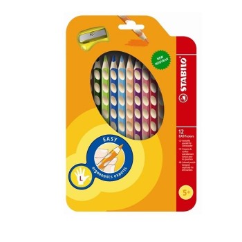 LAPICES DE COLORES STABILO EASY COLORS PARA ZURDO ESTUCHE DE 12 CON AFILALAPIZ