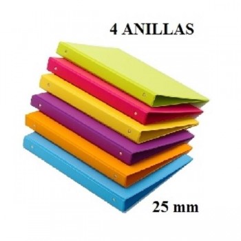 CARPETA 4 ANILLAS 25MM DINA5 PVC COLOR FUN 6 COLORES