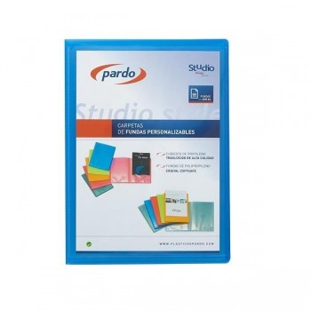 CARPETA DE 10 FUNDAS DINA4 SOLDADAS PERSONALIZABLE PARDO STUDIO AZUL