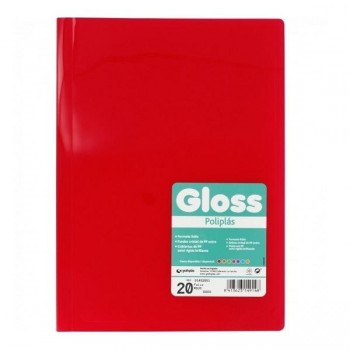 CARPETA DE 20 FUNDAS FOLIO SOLDADAS POLIPLAS GLOSS GRAFOPLAS ROJO 01452551