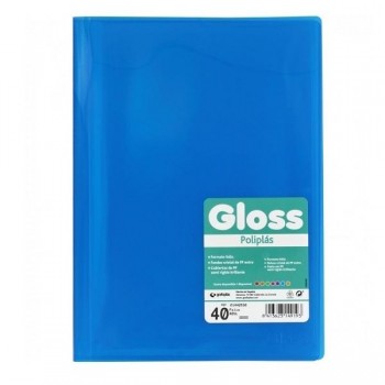 CARPETA DE 40 FUNDAS FOLIO SOLDADAS POLIPLAS GLOSS GRAFOPLAS AZUL 01442530