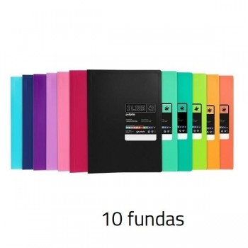 CARPETA DE 10 FUNDAS POLIPLAS FOLIO LIKE2 COLORES SURTIDOS 01432399