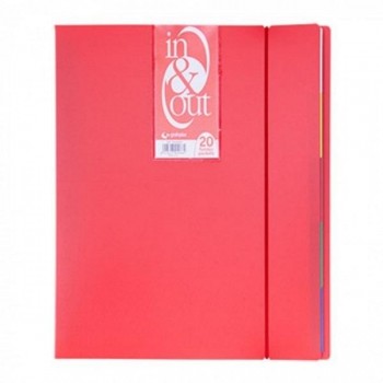 CARPETA DE 20 FUNDAS ESPIRAL CON GOMA ELASTICA DINA4 EXTRAIBLES TRANSLUCIDAS IN&OUT GRAFOPLAS ROJO