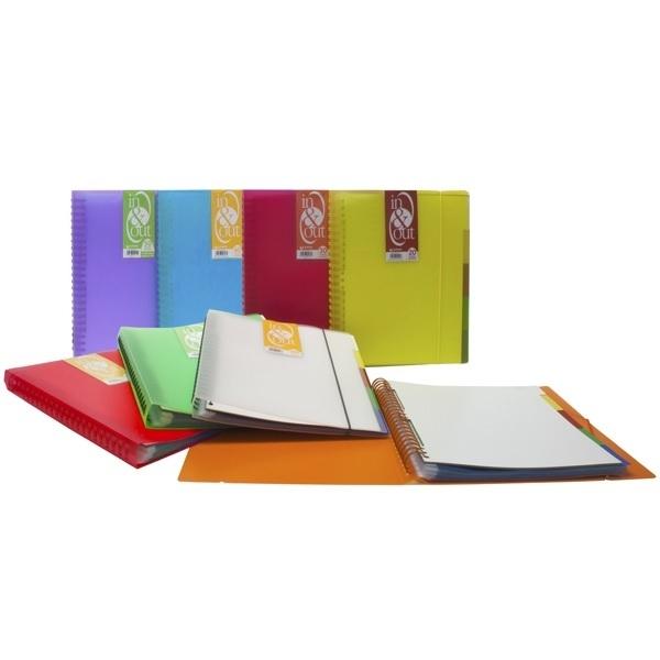 CARPETA DE 30 FUNDAS ESPIRAL CON GOMA ELASTICA DINA4 EXTRAIBLES TRANSLUCIDAS IN&OUT GRAFOPLAS