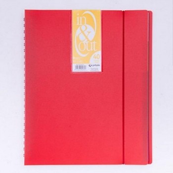 CARPETA DE 40 FUNDAS ESPIRAL CON GOMA ELASTICA DINA4 EXTRAIBLES TRANSLUCIDAS IN&OUT GRAFOPLAS ROJO