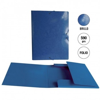 CARPETA SOLAPAS FOLIO CARTON PLASTIFICADO 590GR AZUL