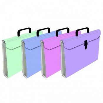 MALETIN FUELLE ACORDEON PASTEL 6 BOLSAS CARTON PLASTIFICADO MATE