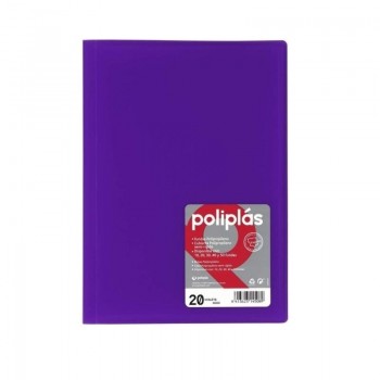 CARPETA DE 20 FUNDAS FOLIO TRASLUCIDA POLIPLAS GRAFOPLAS VIOLETA