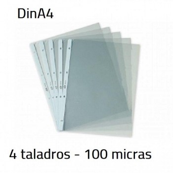 FUNDAS 4 TALADROS PVC 100 MICRAS DINA4 PARDO