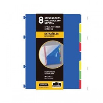 SEPARADORES 8 POSICIONES DINA4 PARA CUADERNO ESPIRAL