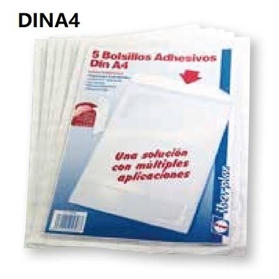 BOLSILLOS ADHESIVOS DINA4 305X210MM BOLSA DE 5 UNIDADES