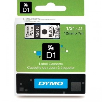 CINTA DE DYMO D1 45010 NEGRO/TRANSPARENTE DE 12MMX7M S0720500