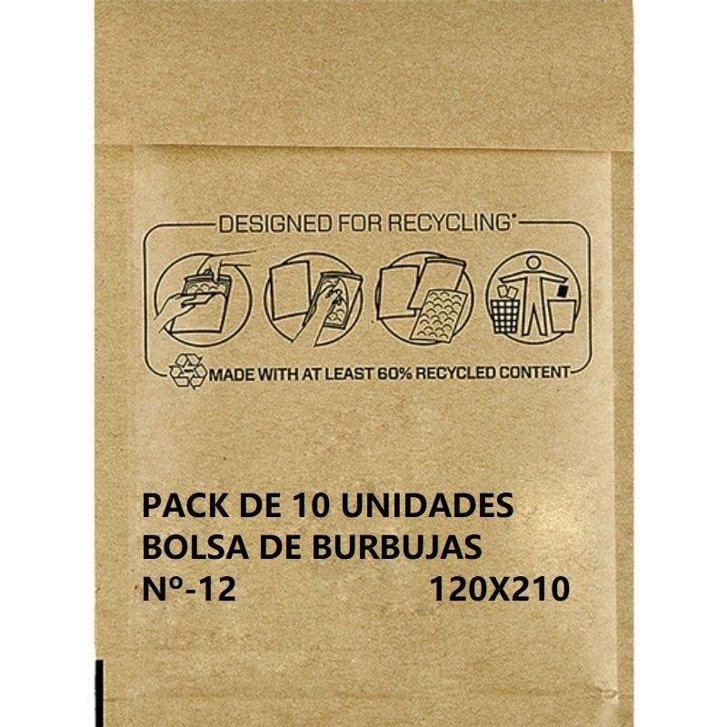 SOBRE BOLSA PAPEL BURBUJA Nº 12 120X210 PAQUETE 10UDS