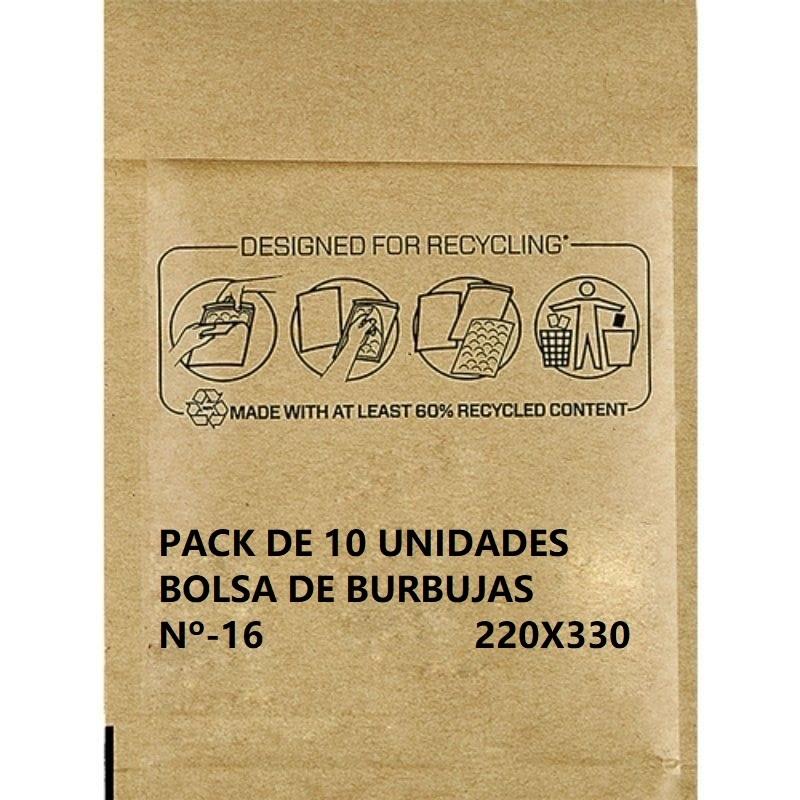 SOBRE BOLSA PAPEL BURBUJA Nº 16 220X330 PAQUETE 10UDS