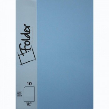 PAPEL DINA4 90GR 10HOJAS  FOLDER COLOR AZUL CIELO