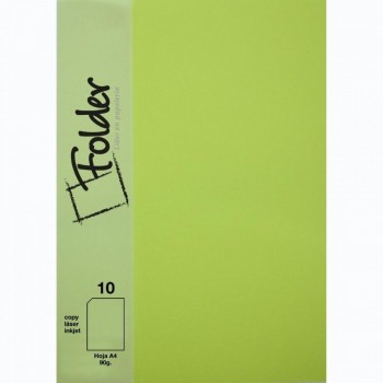 PAPEL DINA4 90GR 10HOJAS  FOLDER COLOR LIMA