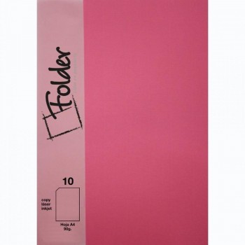 PAPEL DINA4 90GR 10HOJAS  FOLDER COLOR FUCSIA