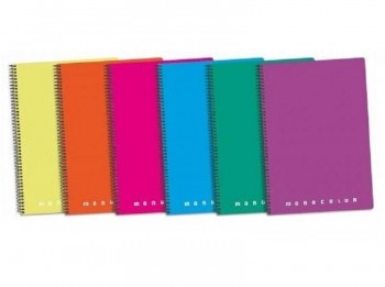 CUADERNO ESPIRAL LINEAS HORIZONTAL 80 HOJAS TAPA DURA FOLIO 60GR MONOCOLOR